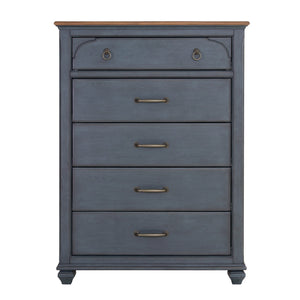 Legends Furniture Bridgevine Home Americana Chest, No Assembly Required, Corduroy Blue Finish Blue Solids And Veneers Zamr-7016