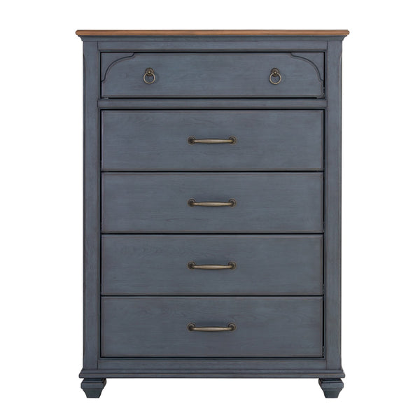 Legends Furniture Bridgevine Home Americana Chest, No Assembly Required, Corduroy Blue Finish Blue Solids And Veneers Zamr-7016