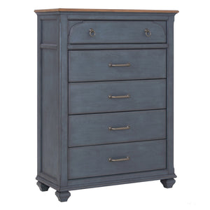 Legends Furniture Bridgevine Home Americana Chest, No Assembly Required, Corduroy Blue Finish Blue Solids And Veneers Zamr-7016