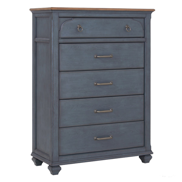 Legends Furniture Bridgevine Home Americana Chest, No Assembly Required, Corduroy Blue Finish Blue Solids And Veneers Zamr-7016