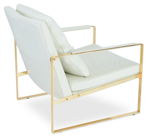 Soho Concept Zara Armchair Gold - Luxurious Brass Finish, Durable Leather & Wool Fabrics, 10-year Guarantee Gold,White  Soho-concept-dining-chair-12646