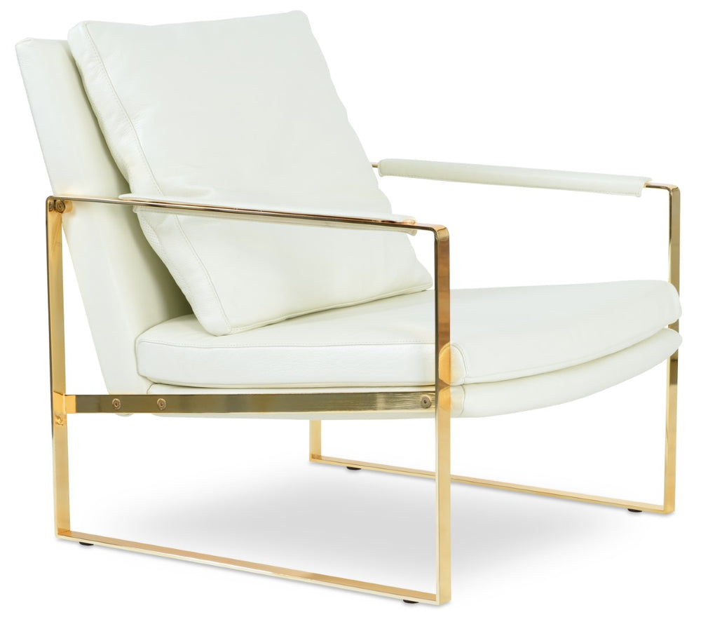 Soho Concept Zara Armchair Gold - Luxurious Brass Finish, Durable Leather & Wool Fabrics, 10-year Guarantee Gold,White  Soho-concept-dining-chair-12646
