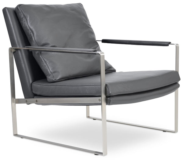 Soho Concept Brushed Stainless Steel Armchair – Premium Camira Yoredale Boucle & Genuine Leather, 10-year Guarantee Grey  Soho-concept-dining-chair-12649