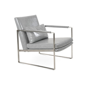Soho Concept Zara Small Armchair - Stylish Brushed Stainless Steel Base, Luxurious Velvet & Camira Fabric Options Light Grey  Soho-concept-dining-chair-12632
