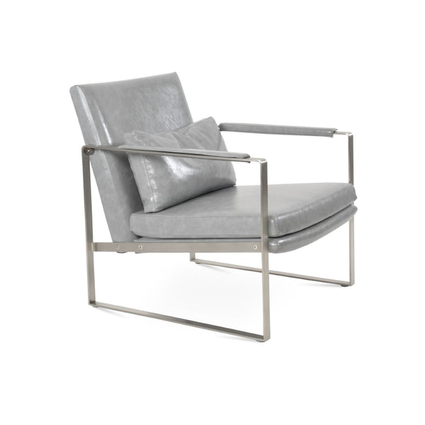 Soho Concept Zara Small Armchair - Stylish Brushed Stainless Steel Base, Luxurious Velvet & Camira Fabric Options Light Grey  Soho-concept-dining-chair-12632