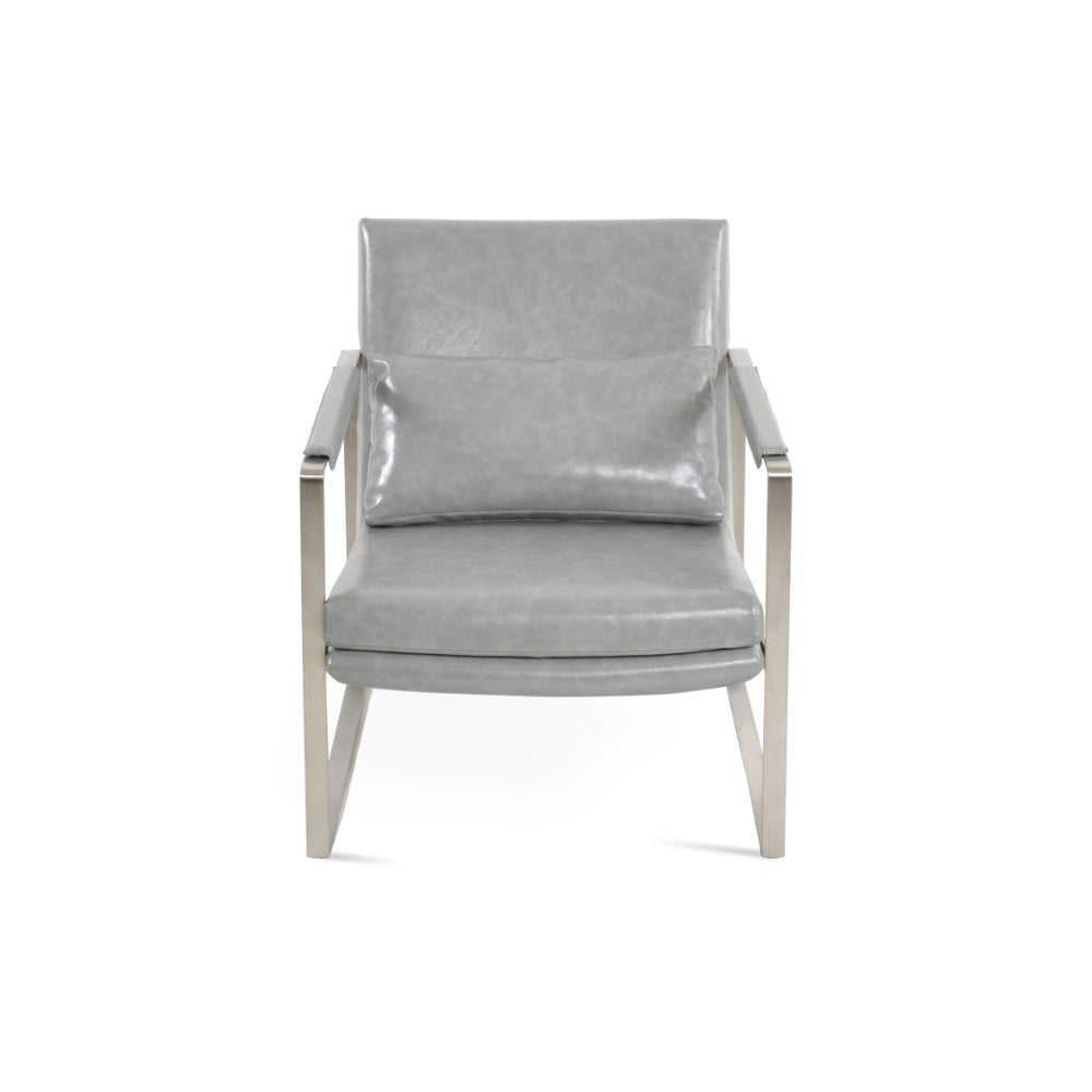 Soho Concept Zara Small Armchair - Stylish Brushed Stainless Steel Base, Luxurious Velvet & Camira Fabric Options Light Grey  Soho-concept-dining-chair-13354