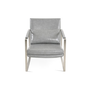 Soho Concept Zara Small Armchair - Stylish Brushed Stainless Steel Base, Luxurious Velvet & Camira Fabric Options Light Grey  Soho-concept-dining-chair-13354