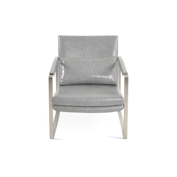 Soho Concept Zara Small Armchair - Stylish Brushed Stainless Steel Base, Luxurious Velvet & Camira Fabric Options Light Grey  Soho-concept-dining-chair-13354