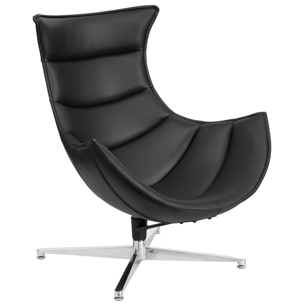 English Elm Pasithea Cocoon Chair - Modern Swivel Lounge Seat with Plush Support for Home or Office Comfort Black ZB-31-GG