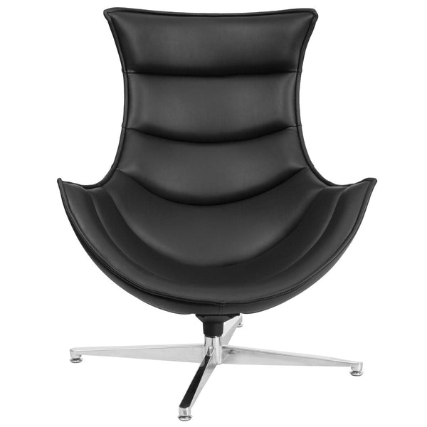 English Elm Pasithea Cocoon Chair - Modern Swivel Lounge Seat with Plush Support for Home or Office Comfort Black ZB-31-GG