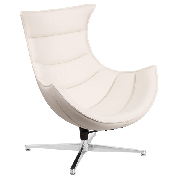 English Elm Pasithea Cocoon Chair - Modern Swivel Lounge Seat with Plush Support for Home or Office Comfort Creamy White ZB-32-GG