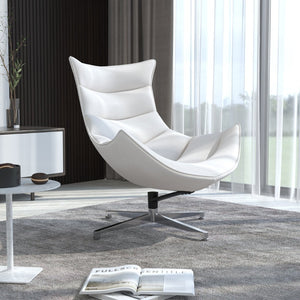English Elm Pasithea Cocoon Chair - Modern Swivel Lounge Seat with Plush Support for Home or Office Comfort Creamy White ZB-32-GG