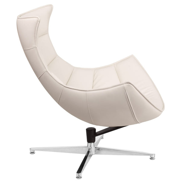 English Elm Pasithea Cocoon Chair - Modern Swivel Lounge Seat with Plush Support for Home or Office Comfort Creamy White ZB-32-GG
