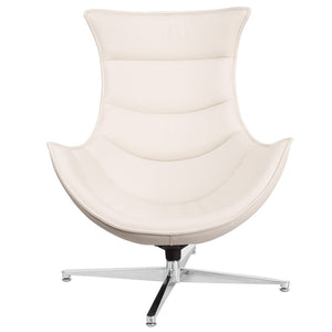 English Elm Pasithea Cocoon Chair - Modern Swivel Lounge Seat with Plush Support for Home or Office Comfort Creamy White ZB-32-GG