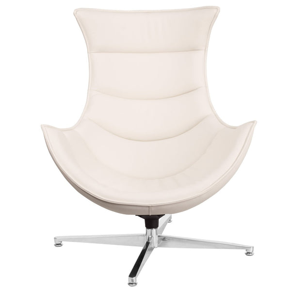 English Elm Pasithea Cocoon Chair - Modern Swivel Lounge Seat with Plush Support for Home or Office Comfort Creamy White ZB-32-GG