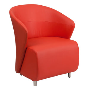 English Elm Pasithea Red LeatherSoft Curved Barrel Lounge Chair - Modern Comfort for Lobbies & Reception Areas ZB-6-GG