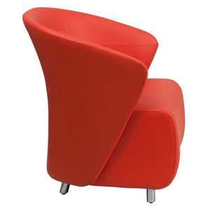 English Elm Pasithea Red LeatherSoft Curved Barrel Lounge Chair - Modern Comfort for Lobbies & Reception Areas ZB-6-GG