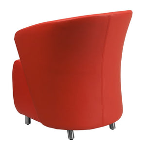 English Elm Pasithea Red LeatherSoft Curved Barrel Lounge Chair - Modern Comfort for Lobbies & Reception Areas ZB-6-GG