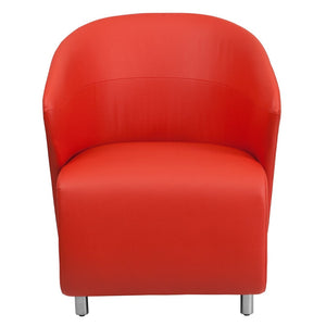 English Elm Pasithea Red LeatherSoft Curved Barrel Lounge Chair - Modern Comfort for Lobbies & Reception Areas ZB-6-GG