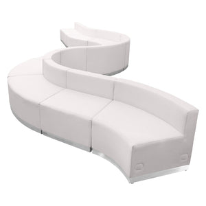 English Elm HERCULES Alon Series Modular Reception Set with Plush Comfort and Stylish LeatherSoft Upholstery Melrose White ZB-803-400-SET-WH-GG