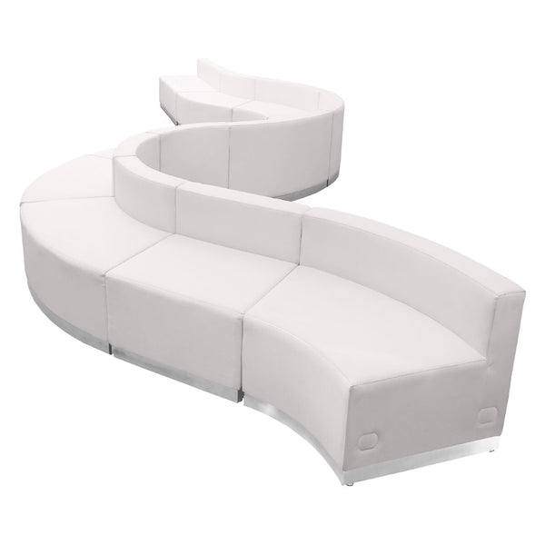 English Elm HERCULES Alon Series Modular Reception Set with Plush Comfort and Stylish LeatherSoft Upholstery Melrose White ZB-803-400-SET-WH-GG