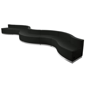 English Elm HERCULES Alon Series LeatherSoft Reception Set - 8-Piece Modular Configuration for Modern Spaces Black ZB-803-430-SET-BK-GG