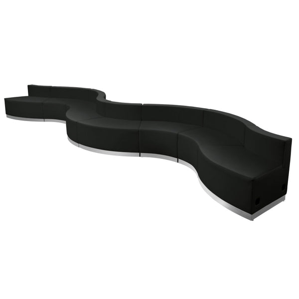 English Elm HERCULES Alon Series LeatherSoft Reception Set - 8-Piece Modular Configuration for Modern Spaces Black ZB-803-430-SET-BK-GG