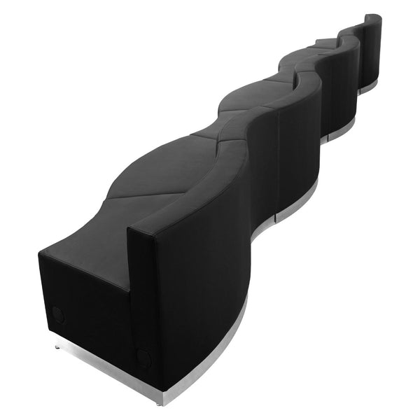 English Elm HERCULES Alon Series 7-Piece LeatherSoft Reception Seating Configuration for Modern Spaces Black ZB-803-550-SET-BK-GG