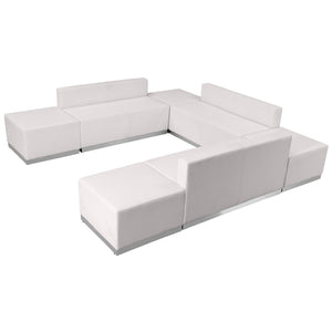 English Elm HERCULES Alon Series 7-Piece Reception Set: Modern Comfort, Modular Design for Busy Lobbies Melrose White ZB-803-660-SET-WH-GG