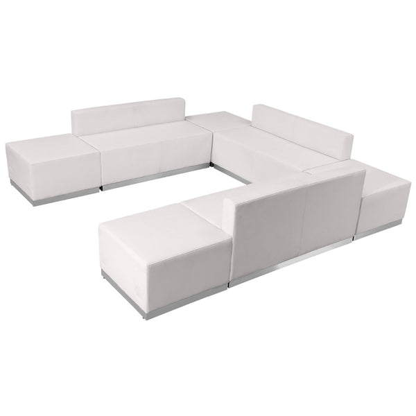 English Elm HERCULES Alon Series 7-Piece Reception Set: Modern Comfort, Modular Design for Busy Lobbies Melrose White ZB-803-660-SET-WH-GG