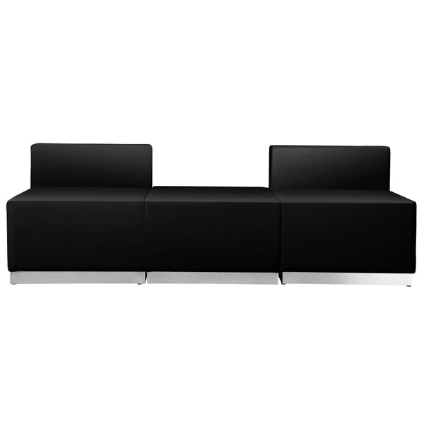 English Elm HERCULES Alon Series Modern LeatherSoft Reception Set - Stylish, Comfortable, 3-Piece Configuration Black ZB-803-670-SET-BK-GG