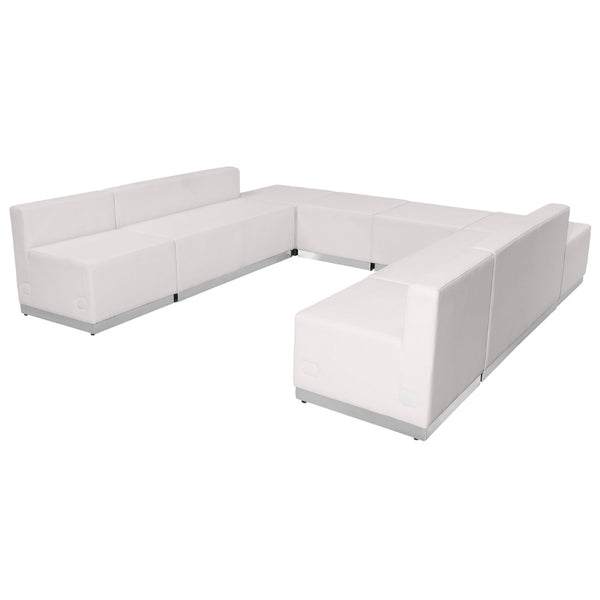 English Elm HERCULES Alon Series 8-Piece Modular Reception Seating Set for Modern Office Spaces and Lobbies Melrose White ZB-803-710-SET-WH-GG