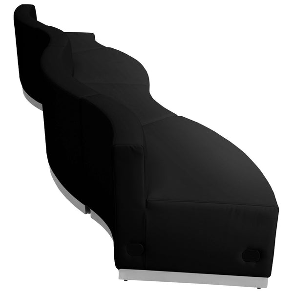 English Elm HERCULES Alon Series Modular Reception Seating Set - Contemporary, Durable, and Reconfigurable 4-Piece Black ZB-803-730-SET-BK-GG