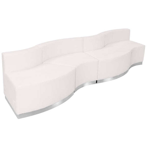 English Elm HERCULES Alon Series Modular Reception Seating Set - Contemporary, Durable, and Reconfigurable 4-Piece Melrose White ZB-803-730-SET-WH-GG