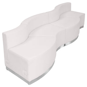 English Elm HERCULES Alon Series Modular Reception Seating Set - Contemporary, Durable, and Reconfigurable 4-Piece Melrose White ZB-803-730-SET-WH-GG