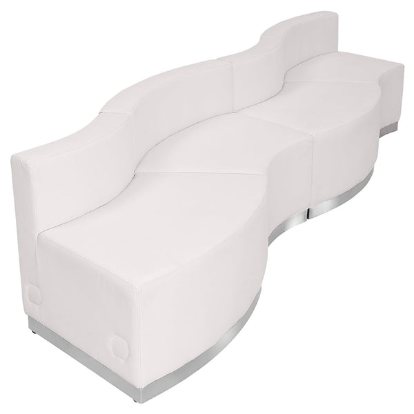 English Elm HERCULES Alon Series Modular Reception Seating Set - Contemporary, Durable, and Reconfigurable 4-Piece Melrose White ZB-803-730-SET-WH-GG