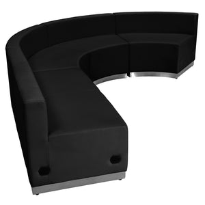 English Elm HERCULES Alon Series Modular Reception Seating Set - Stylish LeatherSoft Comfort for Modern Offices Black ZB-803-760-SET-BK-GG