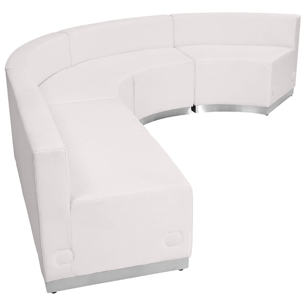 English Elm HERCULES Alon Series Modular Reception Seating Set - Stylish LeatherSoft Comfort for Modern Offices Melrose White ZB-803-760-SET-WH-GG