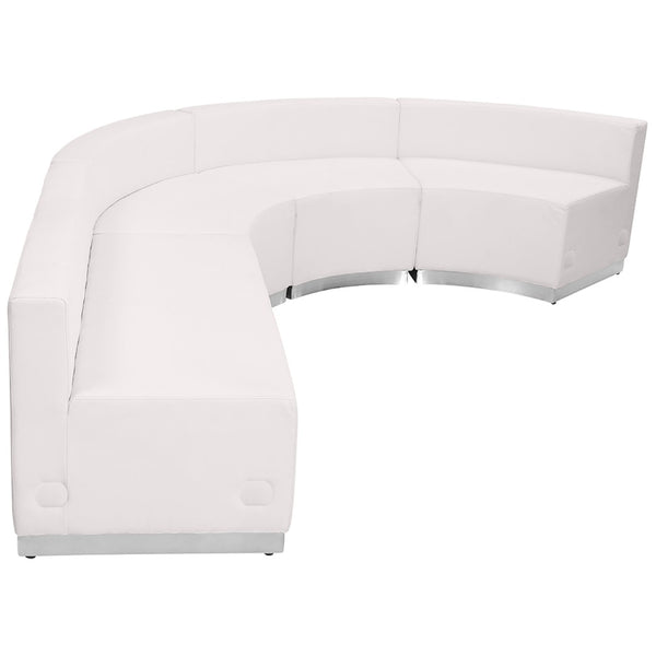 English Elm HERCULES Alon Series Modular Reception Seating Set - Stylish LeatherSoft Comfort for Modern Offices Melrose White ZB-803-760-SET-WH-GG
