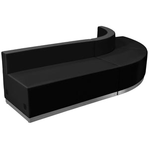 English Elm HERCULES Alon Series Modular LeatherSoft Reception Set for Professional Offices and Waiting Areas Black ZB-803-790-SET-BK-GG