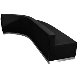 English Elm HERCULES Alon Series Modular LeatherSoft Reception Set for Professional Offices and Waiting Areas Black ZB-803-790-SET-BK-GG