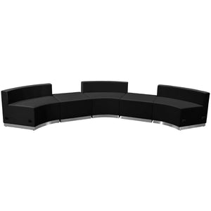 English Elm HERCULES Alon Series LeatherSoft Modular Reception Set for Stylish Comfort and Durability, 5 Pieces Black ZB-803-810-SET-BK-GG