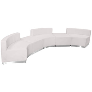 English Elm HERCULES Alon Series LeatherSoft Modular Reception Set for Stylish Comfort and Durability, 5 Pieces Melrose White ZB-803-810-SET-WH-GG