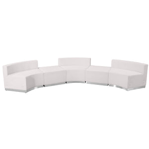 English Elm HERCULES Alon Series LeatherSoft Modular Reception Set for Stylish Comfort and Durability, 5 Pieces Melrose White ZB-803-810-SET-WH-GG