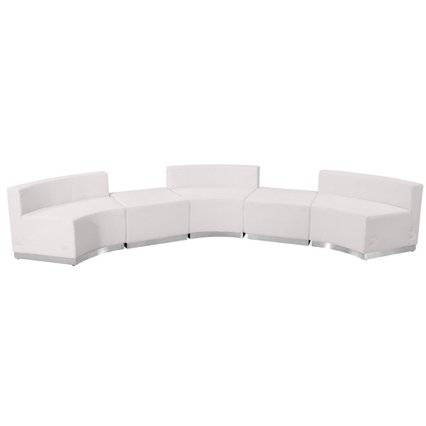 English Elm HERCULES Alon Series LeatherSoft Modular Reception Set for Stylish Comfort and Durability, 5 Pieces Melrose White ZB-803-810-SET-WH-GG