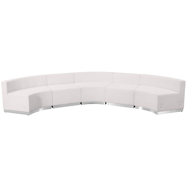 English Elm HERCULES Alon Series 5-Piece Reception Set: Stylish, Comfortable & Modular Seating for Modern Spaces Melrose White ZB-803-820-SET-WH-GG