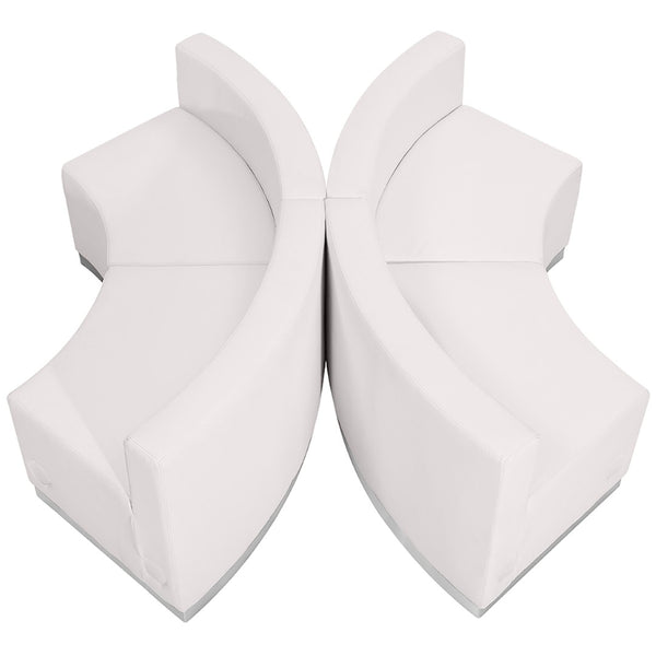 English Elm HERCULES Alon Series Modular Reception Set - 4-Piece Comfortable Seating for Professional Spaces Melrose White ZB-803-840-SET-WH-GG