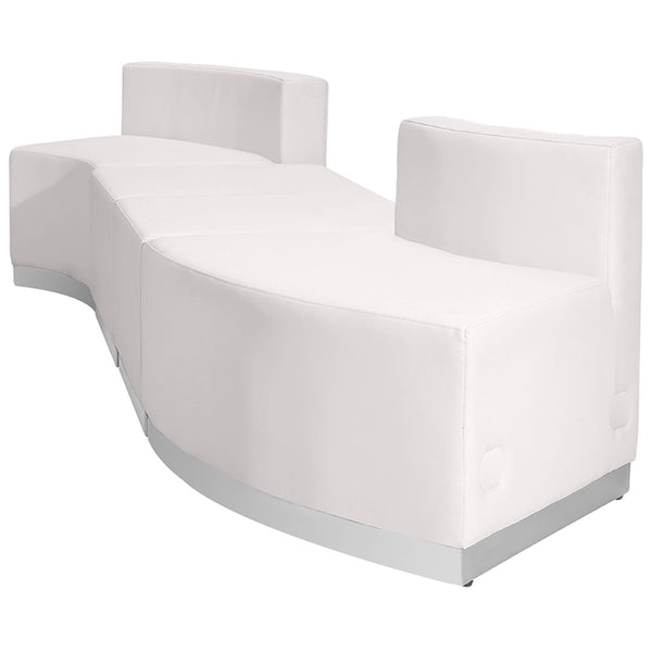 English Elm HERCULES Alon Series Modular Reception Seating Set - Stylish, Comfortable & Flexible 4-Piece Design Melrose White ZB-803-860-SET-WH-GG