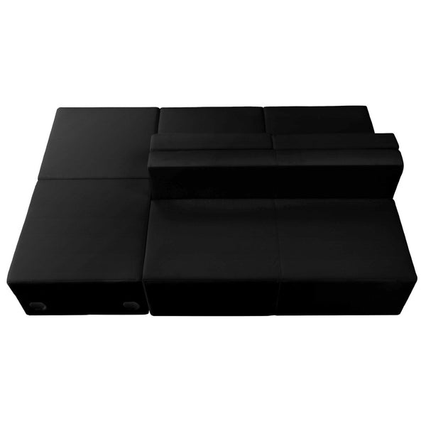 English Elm HERCULES Alon Series 4-Piece Reception Set for Modern Offices - Stylish, Modular & Comfortable Design Black ZB-803-880-SET-BK-GG