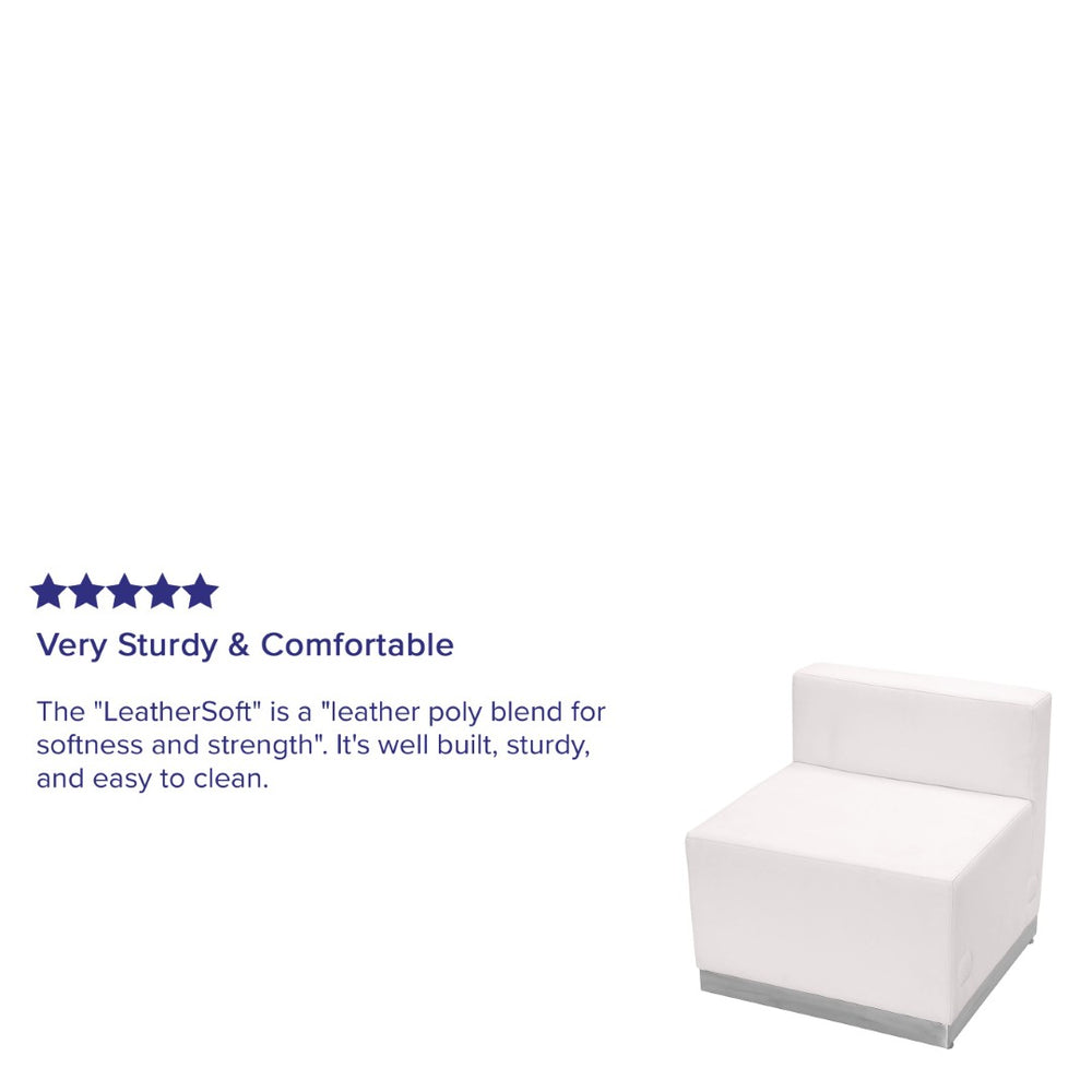 English Elm HERCULES Alon Series LeatherSoft Chair with Stainless Steel Base for Modern Office & Lounge Spaces Melrose White ZB-803-CHAIR-WH-GG